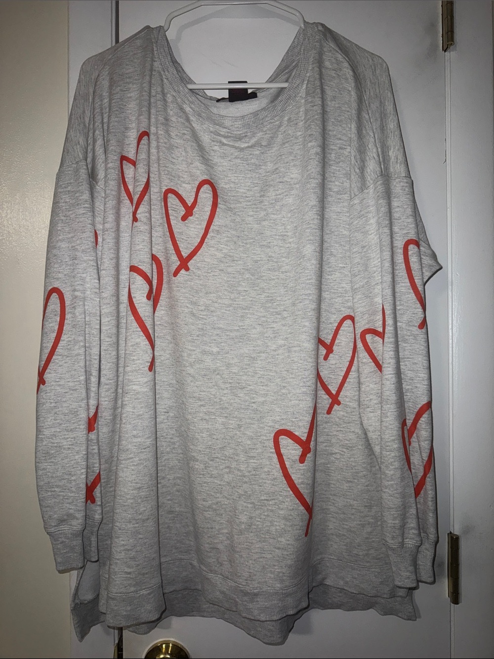 Christian Siriano Gray Long Sleeve Pullover with Red Heart Motif